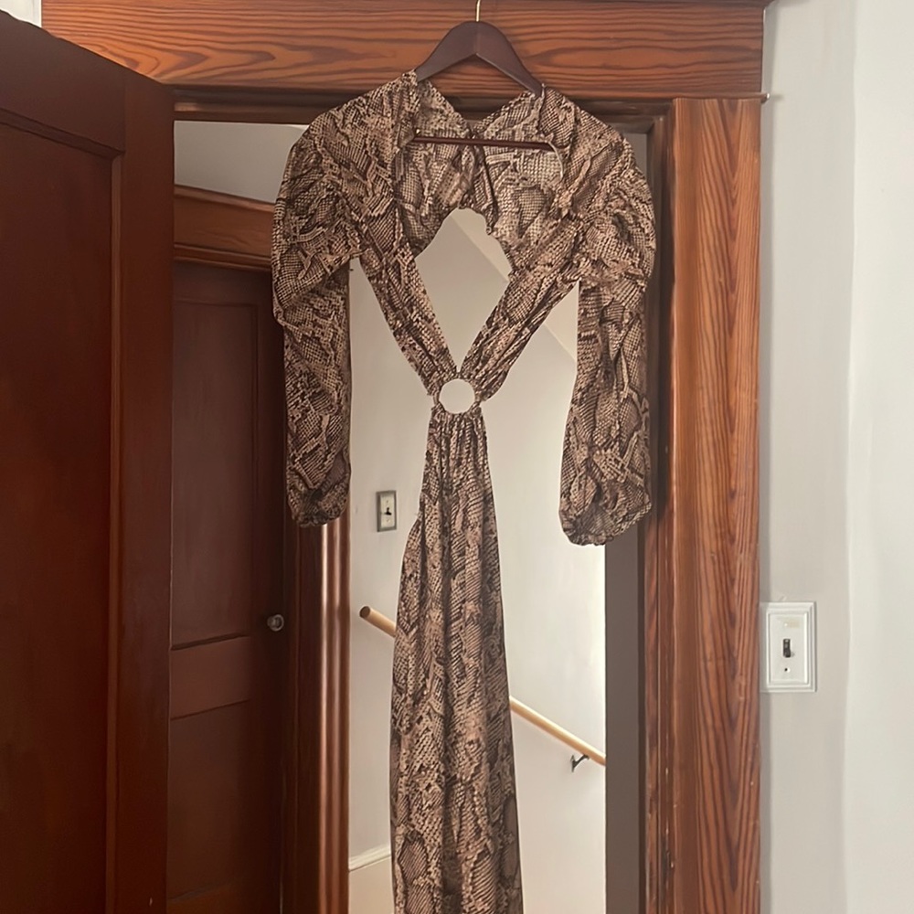 Snake print high low dress